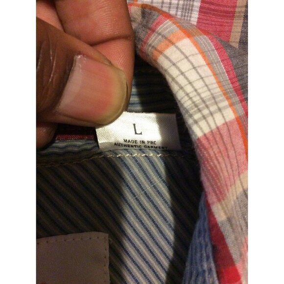 Ed Hardy Christian Audigier Men's Long Sleeve Button Plaid Shirt sz Large L Red - Picture 8 of 12